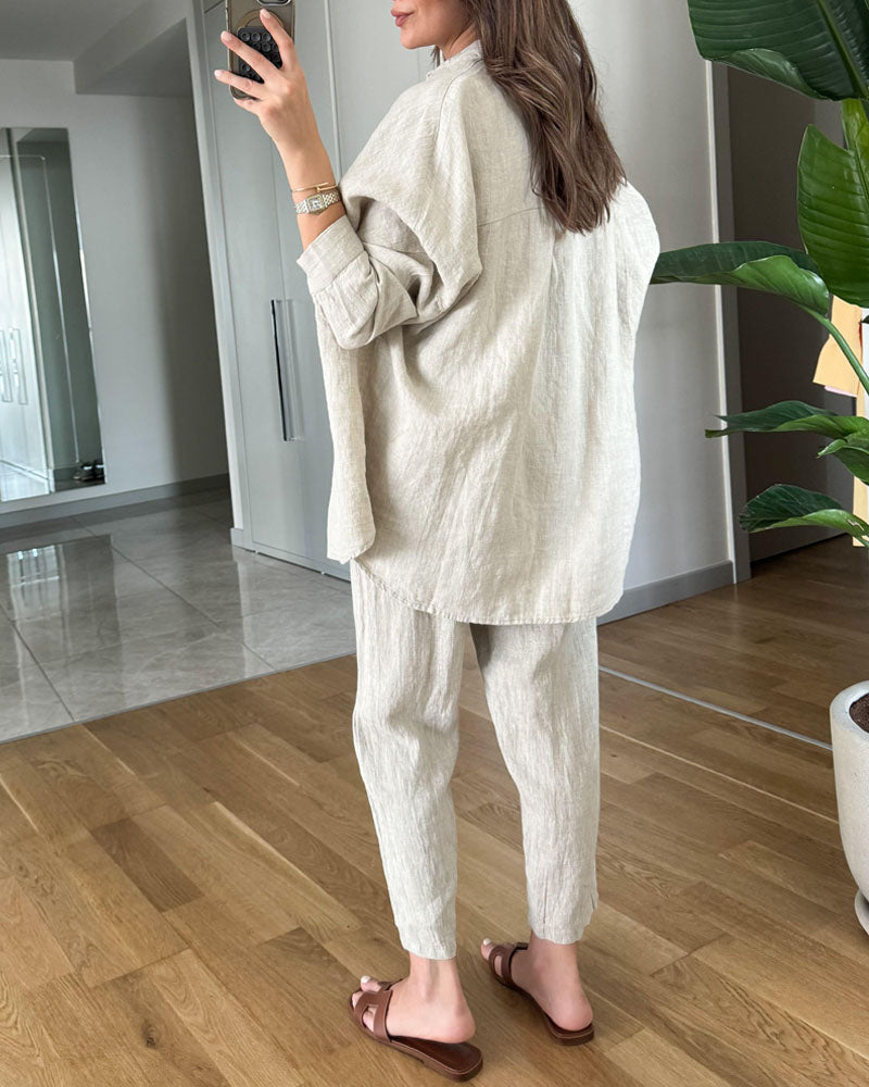 Luna - Comfortabele Blouse en Broek Set voor Stijlvolle Ontspanning
