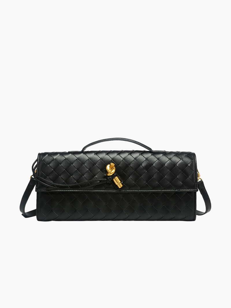 Luna - Luxe Geweven Handtas met Gouden Sluiting