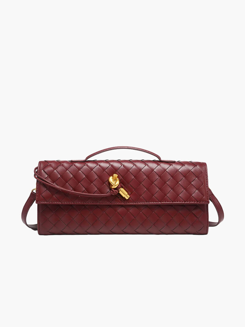 Luna - Luxe Geweven Handtas met Gouden Sluiting