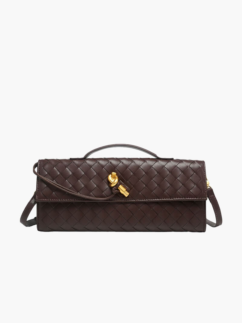 Luna - Luxe Geweven Handtas met Gouden Sluiting