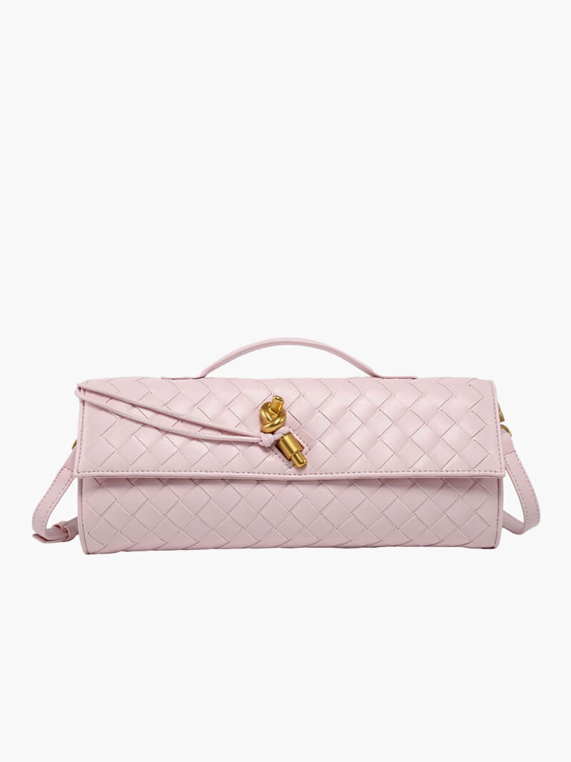 Luna - Luxe Geweven Handtas met Gouden Sluiting