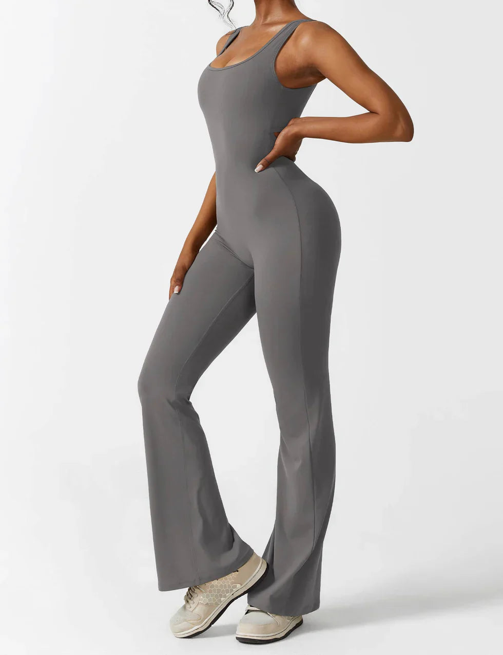 Elena - Flared V-Back Jumpsuit