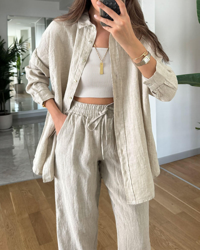 Luna - Comfortabele Blouse en Broek Set voor Stijlvolle Ontspanning