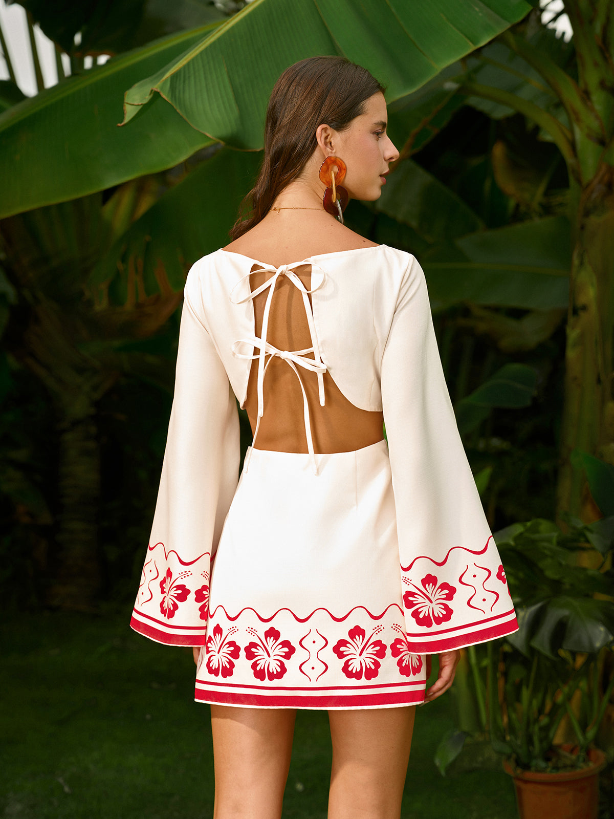 Bloemen Damesjurken Backless Design-2