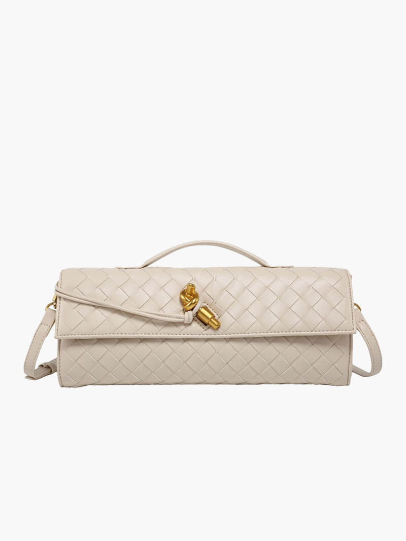 Luna - Luxe Geweven Handtas met Gouden Sluiting