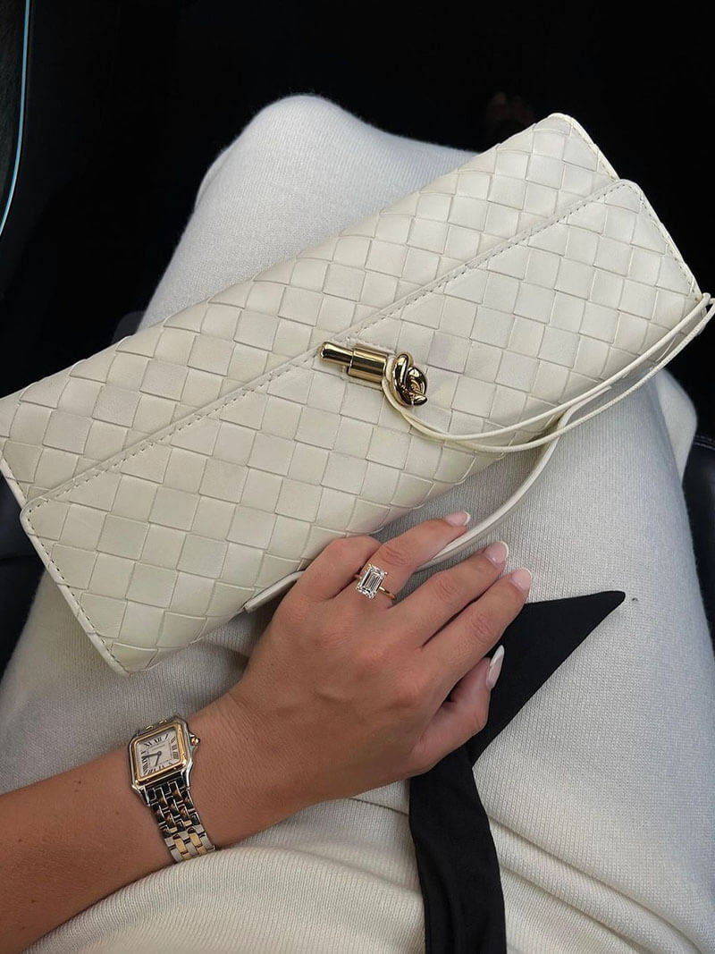 Luna - Luxe Geweven Handtas met Gouden Sluiting