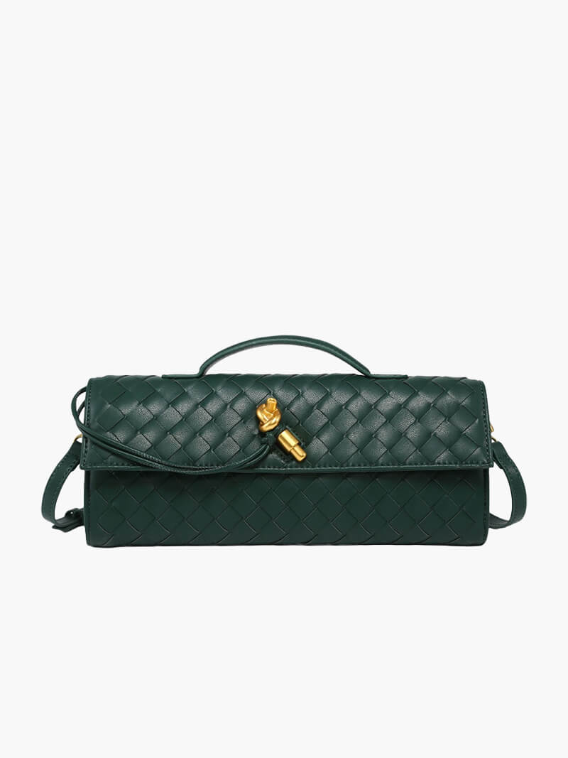 Luna - Luxe Geweven Handtas met Gouden Sluiting